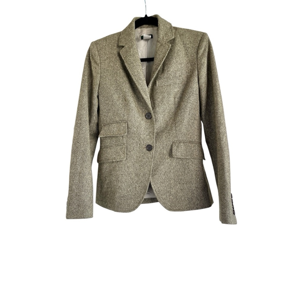 J. Crew Vintage Elbow-Patch Wool Tweed Blazer.Size 2